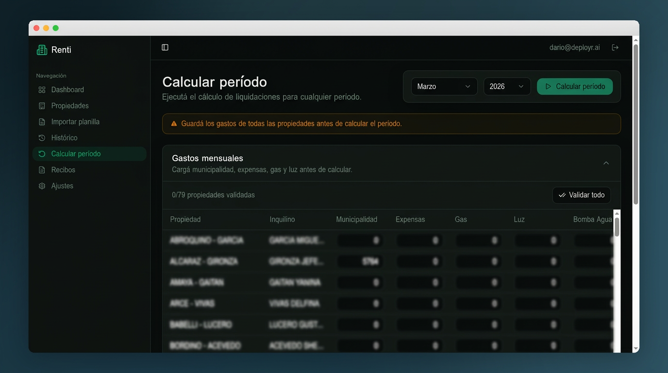 Cálculo de período en Renti